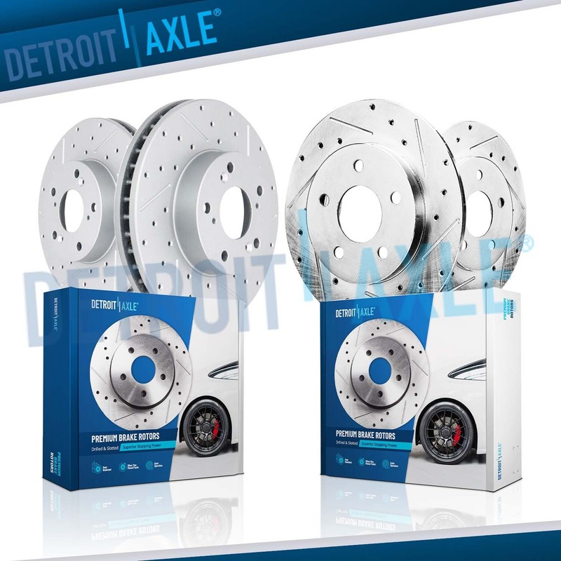 4pc Front and Rear Drilled and Slotted Disc Brake Rotors Kit for 2016 Acura ILX