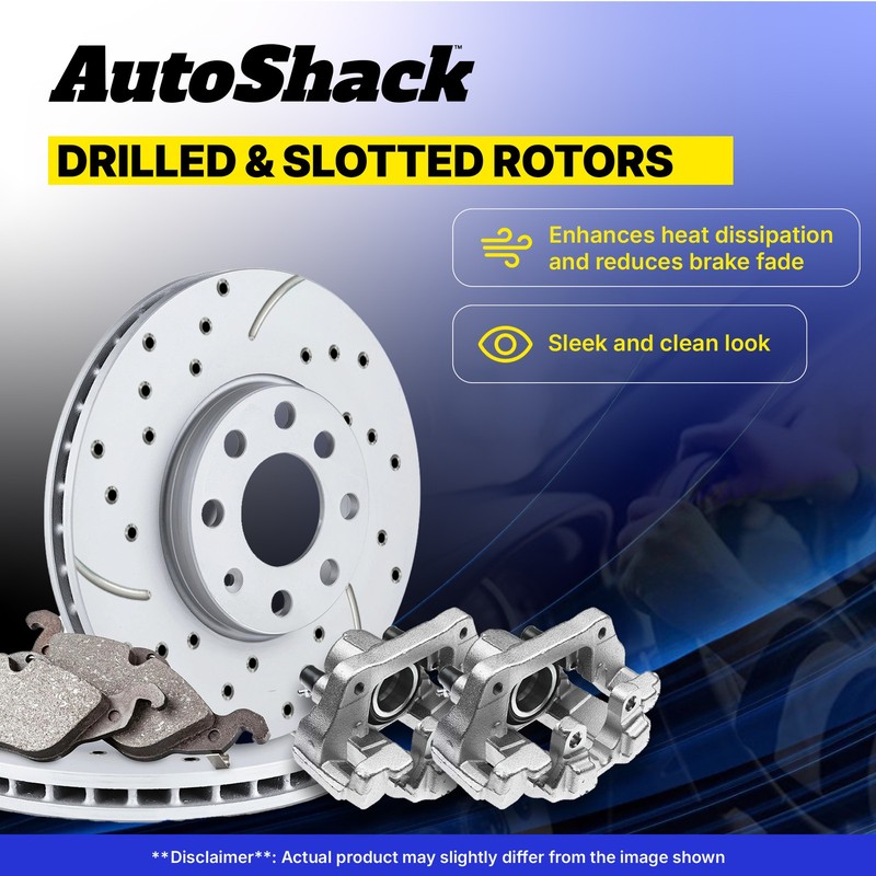 Front Rear Drilled Slotted Brake Rotors Pads Calipers for Ford, Taurus 2010-2012 gallery