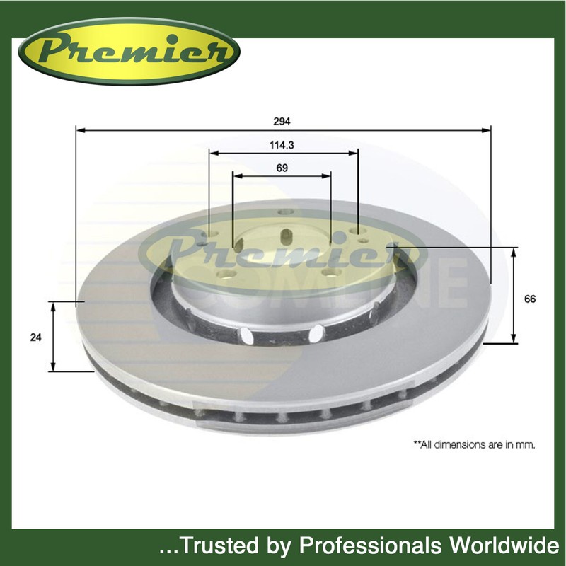 Premier Front Brake Disc Fits Mitsubishi Outlander 2001- + Other Models #1