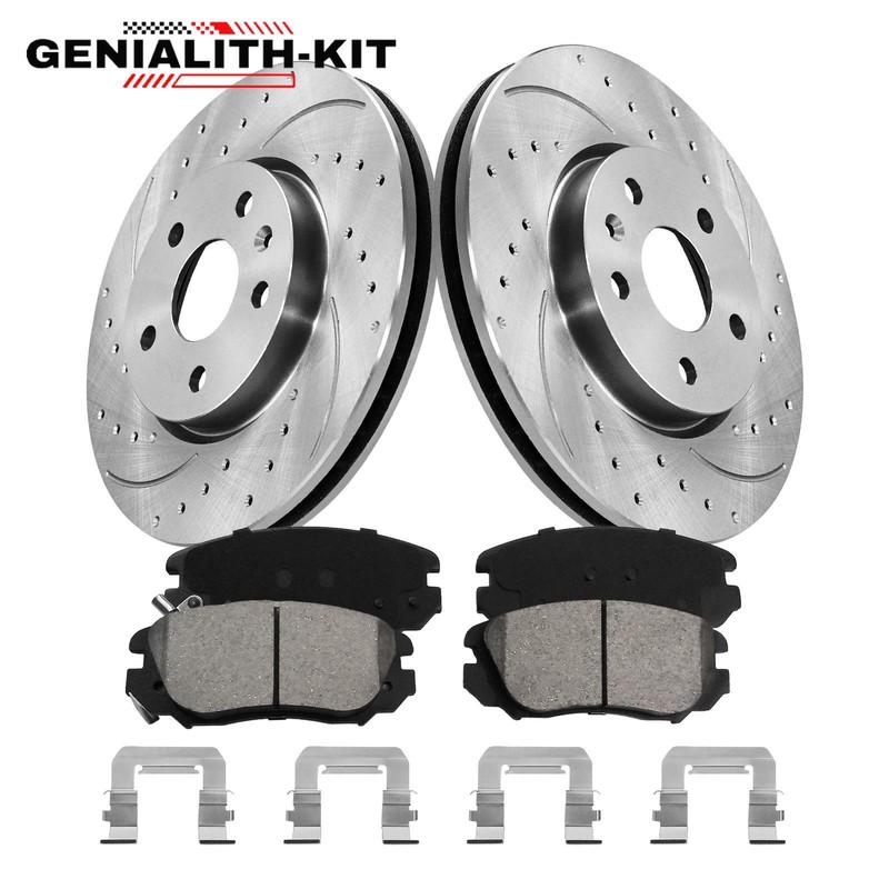 Front Drilled Rotors Ceramic Brake Pads for 2010-2017 Chevy Equinox GMC Terrain