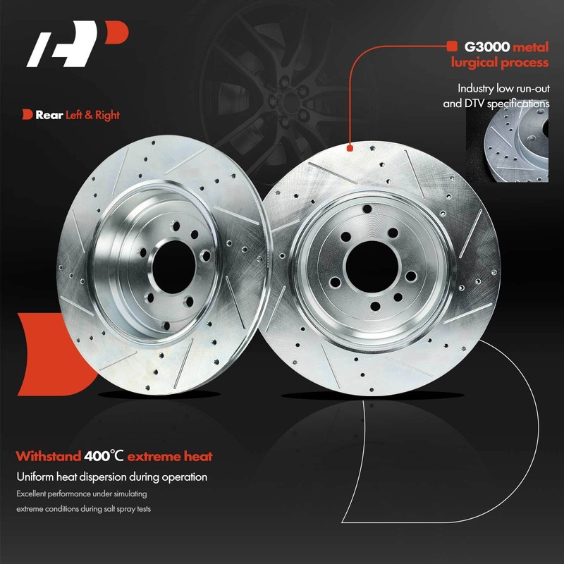 A-Premium Rear Side Drilled Brake Rotor & Pad for Land Rover Range Rover Sport gallery