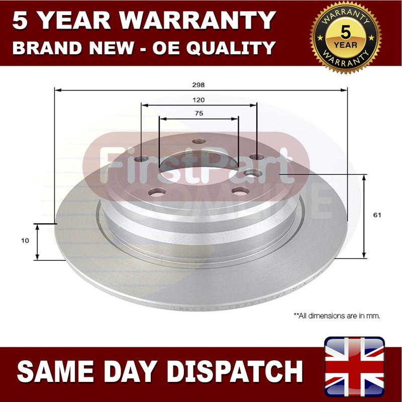 Fits BMW 5 Series 1996-2004 2.0 D 2.5 TD Firstpart Rear Brake Disc #1