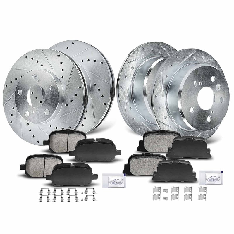 Front & Rear Drilled Rotor & Brake Pads for Toyota Camry Lexus ES300 2000-2001 gallery