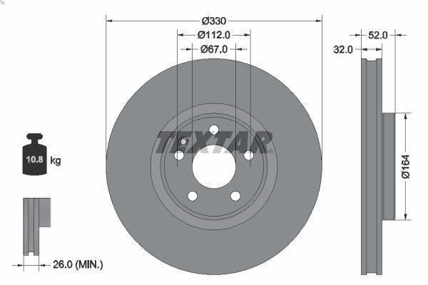 1X Brake Disc Textar 92334903 for Mercedes-Benz V-Class (W447) 2 2024-