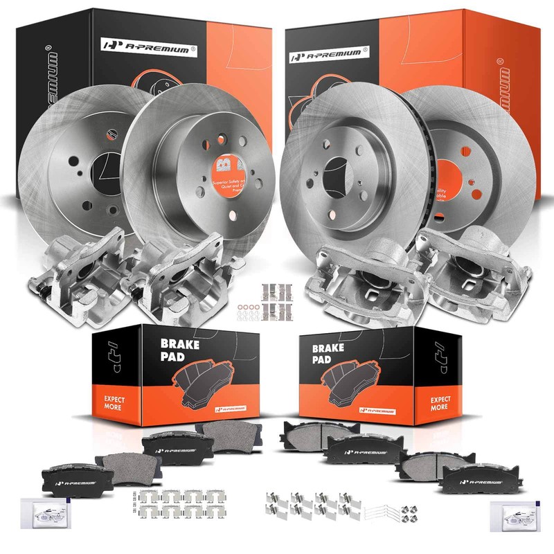A-Premium 16x Front&Rear Disc Brake Rotors&Brake Pads+Brake Caliper for Toyota