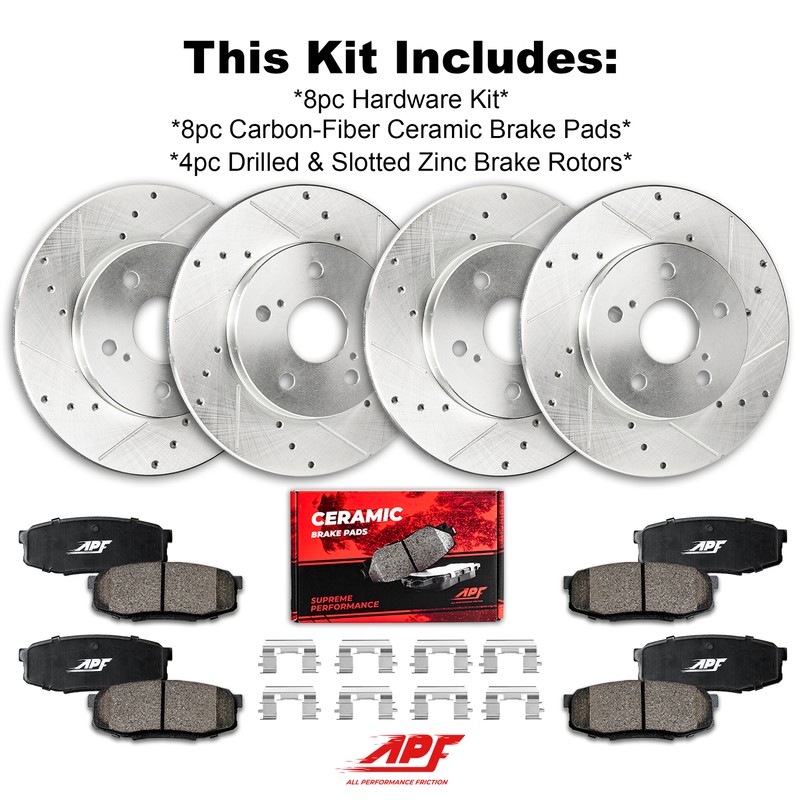 Front+Rear Drill/Slot Zinc Brake Rotors Ceramic Pads for Hyundai Santa Fe 08-09 gallery