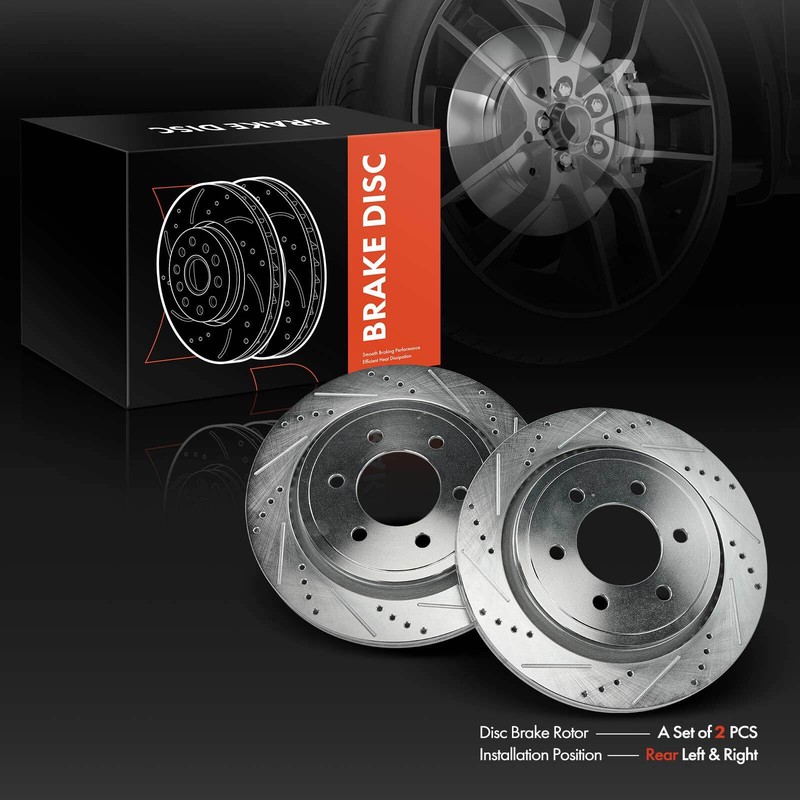 2x Rear Side Drilled Brake Rotor for Ford 2015-2017 With Electric Parking Brake gallery