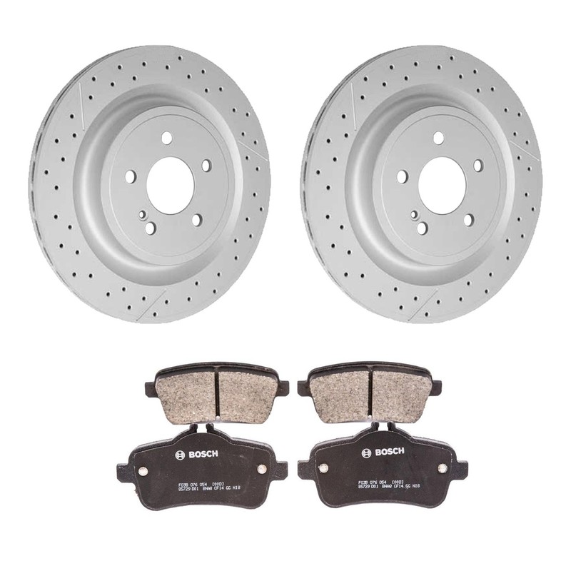 Hella Rear Rotors Bosch QuietCast Ceramic Disc Brake Pads Kit For C117 CLA45 AMG