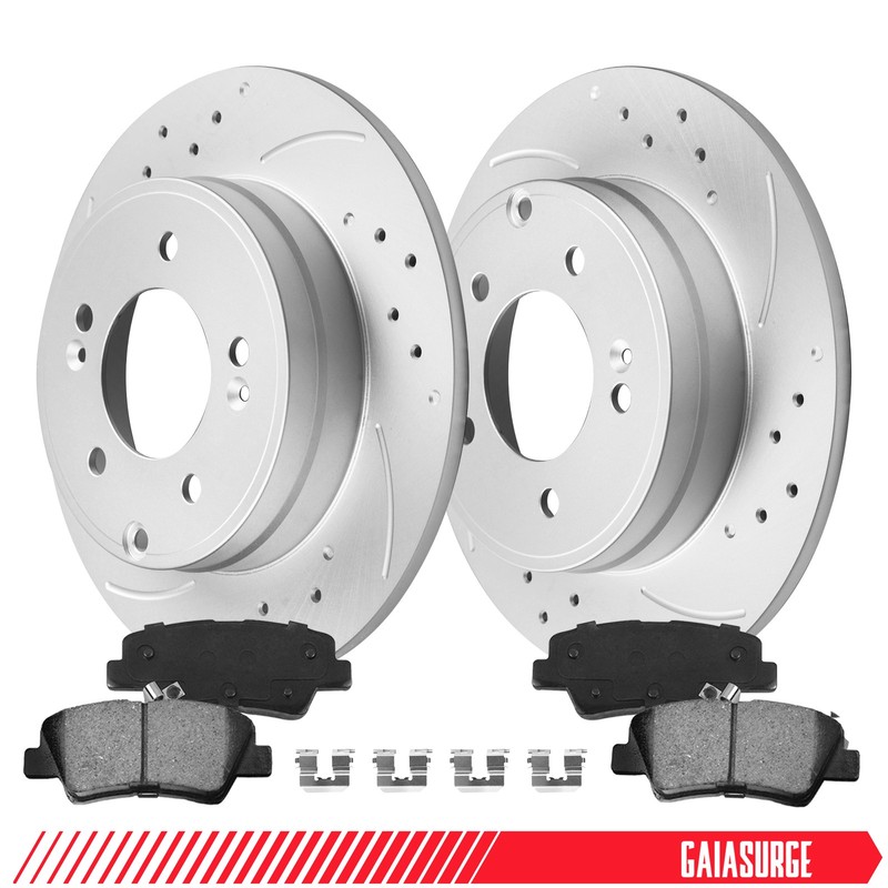 Rear Disc Rotors & Ceramic Brake Pads for Hyundai Sonata 12-17 Optima Kia Optima
