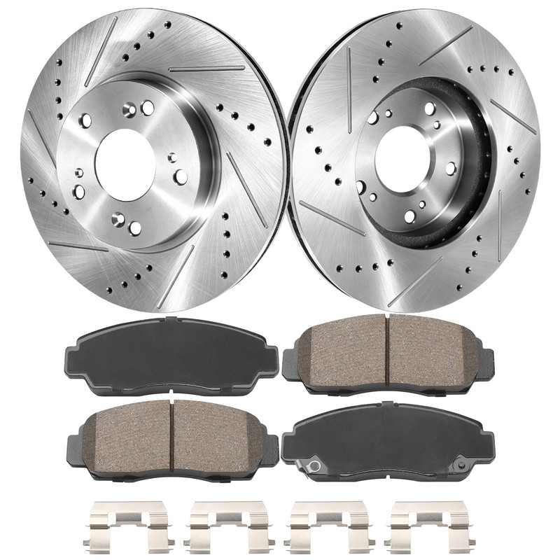 Front Drilled Disc Rotors Ceramic Brake Pads for Acura CSX Honda Accord Civic