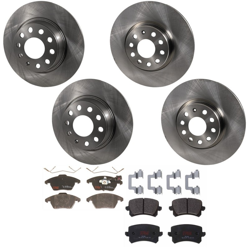 KIT-073024-10094 TRW 4-Wheel Set Brake Disc and Pad Kits Front & Rear for VW