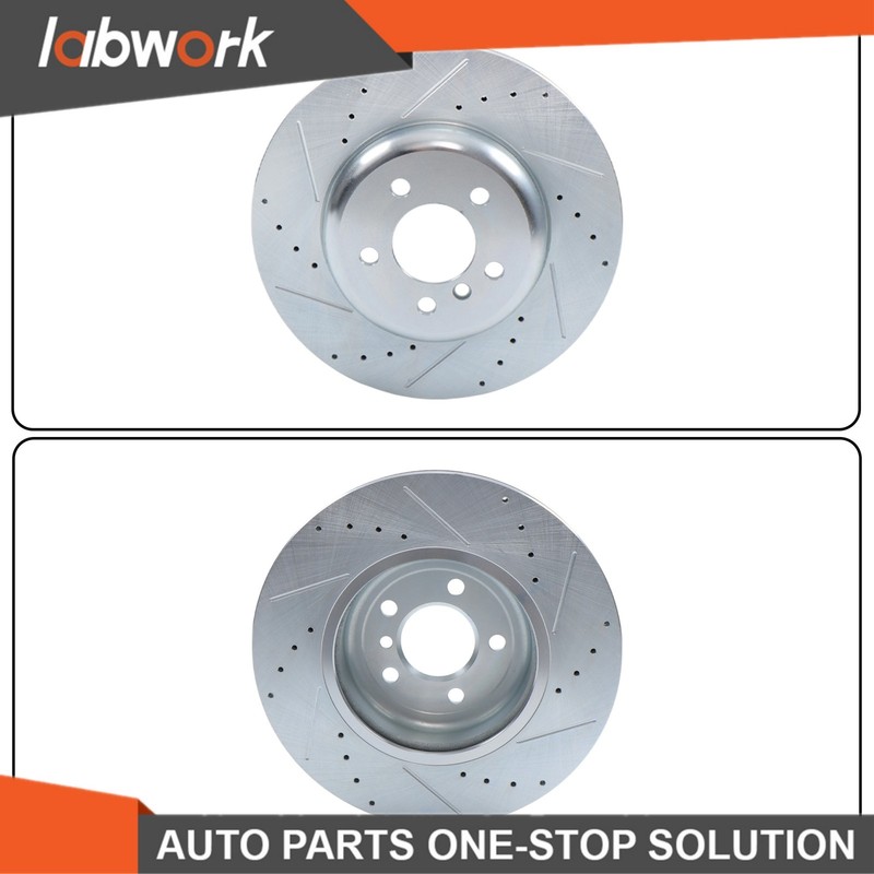 Labwork Front Drilled Rotors Ceramic Brake Pad For BMW F10 535i 11-16 535d 640i gallery