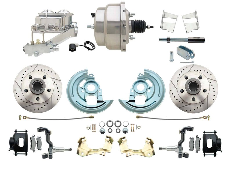 1964-72 GM A, F, X Body Disc Brake Conversion Kit 8″ Dual Chrome Black Calipers