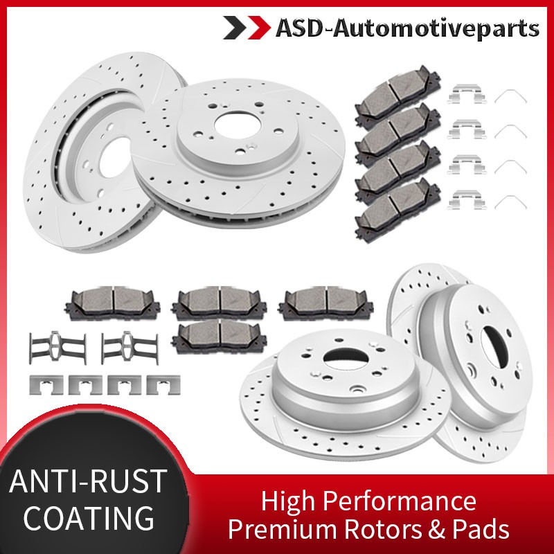Front Rear Drilled Rotors Discs Brake Ceramic Pads Kits Fit Honda CR-V Acura RDX
