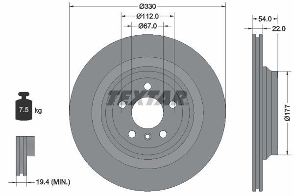2x Textar Rear Vented Brake Discs Pair For Brabus Mercedes 35mr Gle M-class