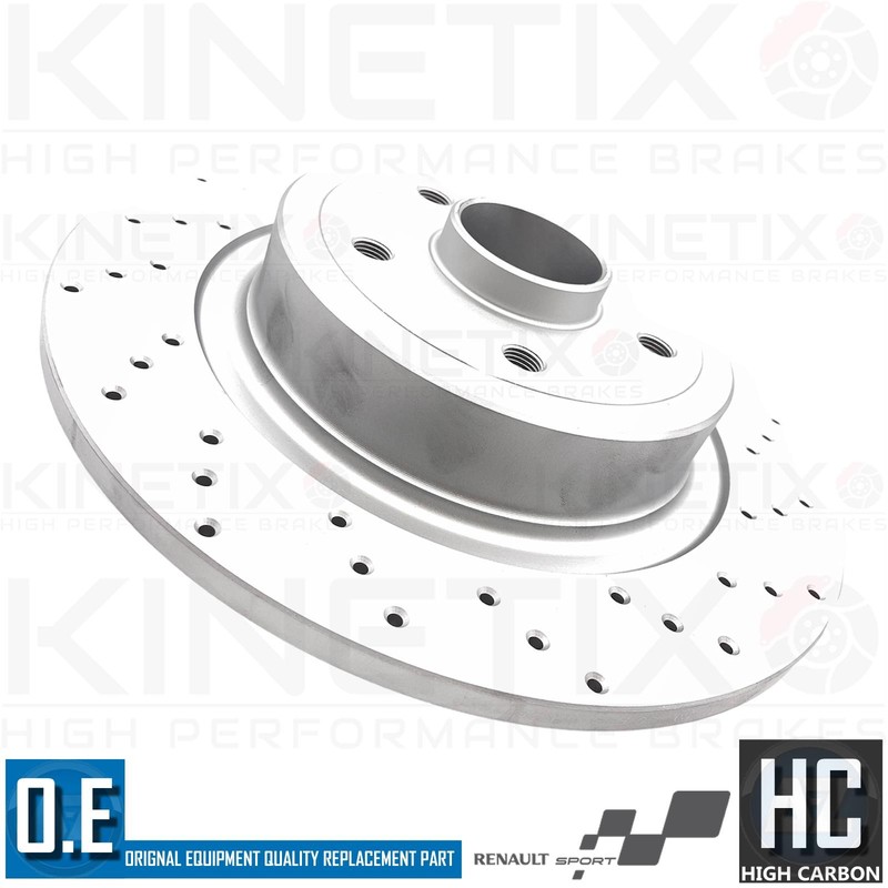 FOR RENAULT MEGANE SPORT R26 CLIO 197 200 REAR DRILLED BRAKE DISCS BREMBO PADS gallery
