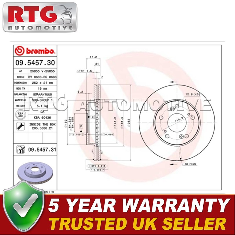 RTG Front Brake Discs Fits Honda Civic 2000-2012 + Other Models #1