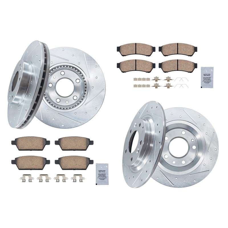 Front and Rear Drilled Slotted Brake Rotors Brake Pads for FORD FUSION 2006-2012 gallery