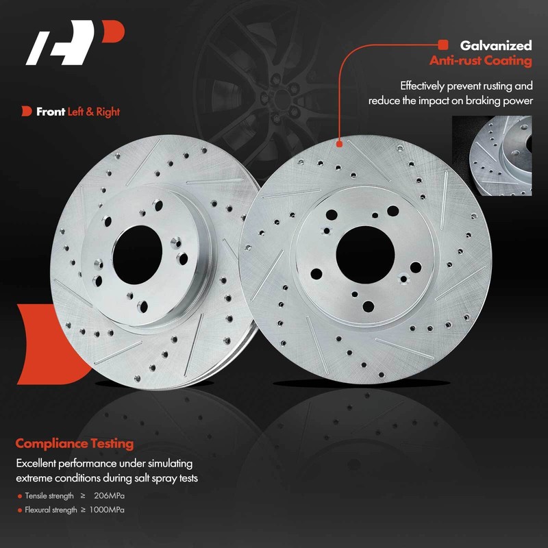 Front Drilled Rotor & Ceramic Brake Pad + Calipers for Honda Accord 03-17 Civic gallery