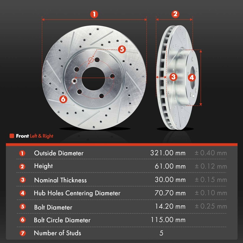 6x Front Drilled Brake Rotors & Ceramic Brake Pads for Cadillac ATS 2013-2019 gallery