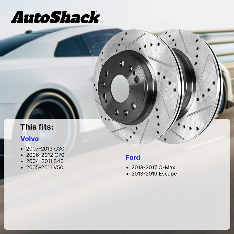 Front Drilled Slotted Brake Rotors for Ford Escape C-Max Volvo S40 C70 C30 gallery