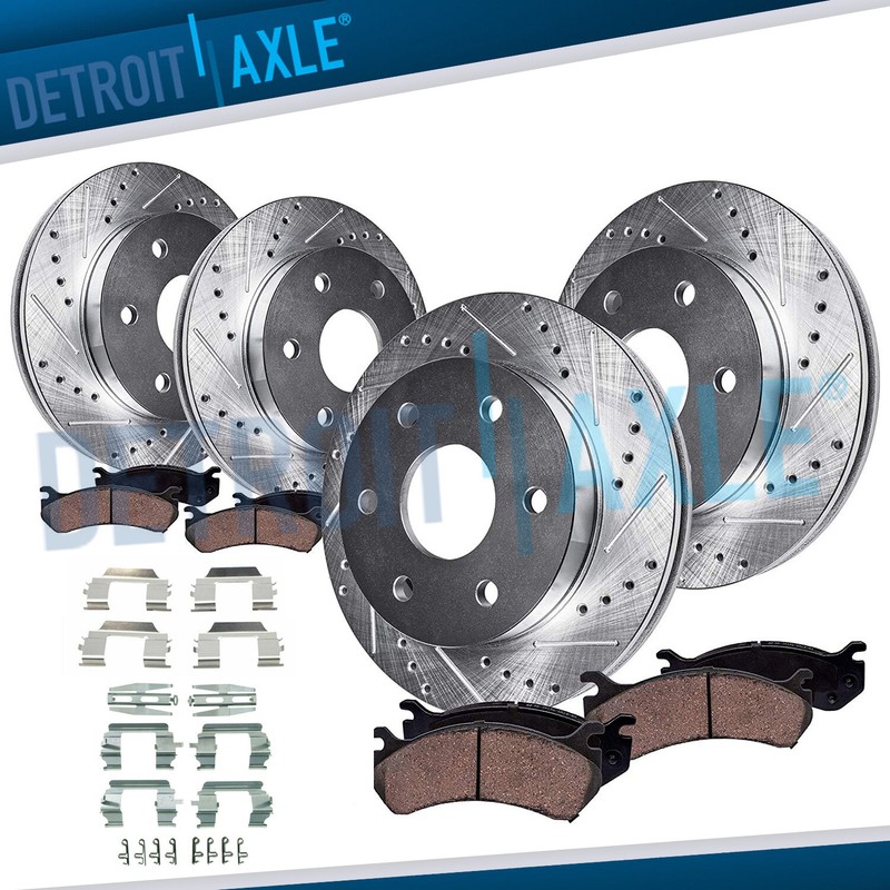 Front & Rear Drilled Rotors + Brake Pads for GMC Envoy Chevy Trailblazer Buick