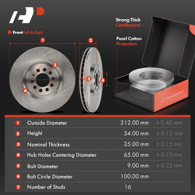 A-Premium Front Disc Brake Rotors & Ceramic Pad for Volkswagen Golf 2002 Audi TT gallery