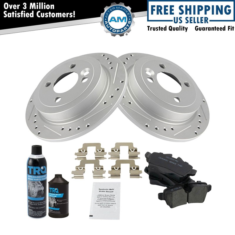 Rear Premium Posi Ceramic Brake Pad & Performance Rotor Kit w/Chemicals