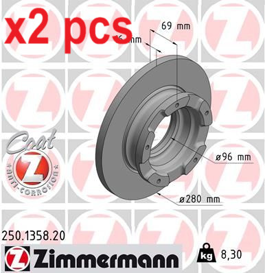 X2 PCS L&R SIDES REAR BRAKE DISC 250.1358.20