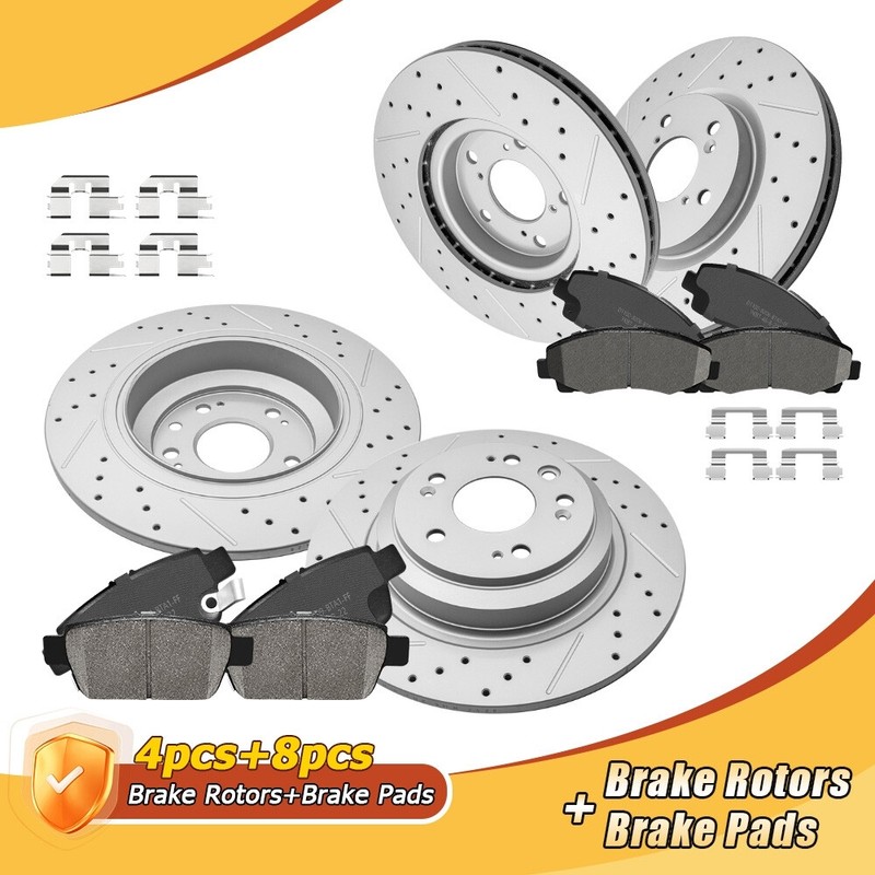 Front & Rear Drilled Brake Rotors+Ceramic Pads For Acura TL 2009-2012 2013 2014