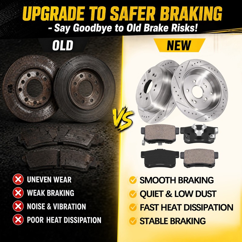 Front & Rear Disc Brake Rotors Ceramic Brake Pads for 2010-2012 Honda CR-V US gallery