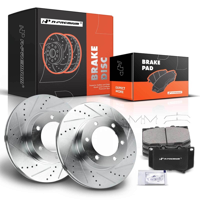 A-Premium Front Drilled Brake Rotors & Ceramic Pads for Toyota Tundra Sequoia