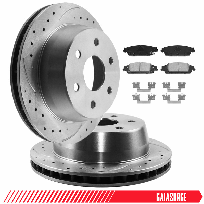 Rear Disc Rotors Ceramic Brake Pads for Chevy Silverado Sierra 1500 Tahoe Yukon
