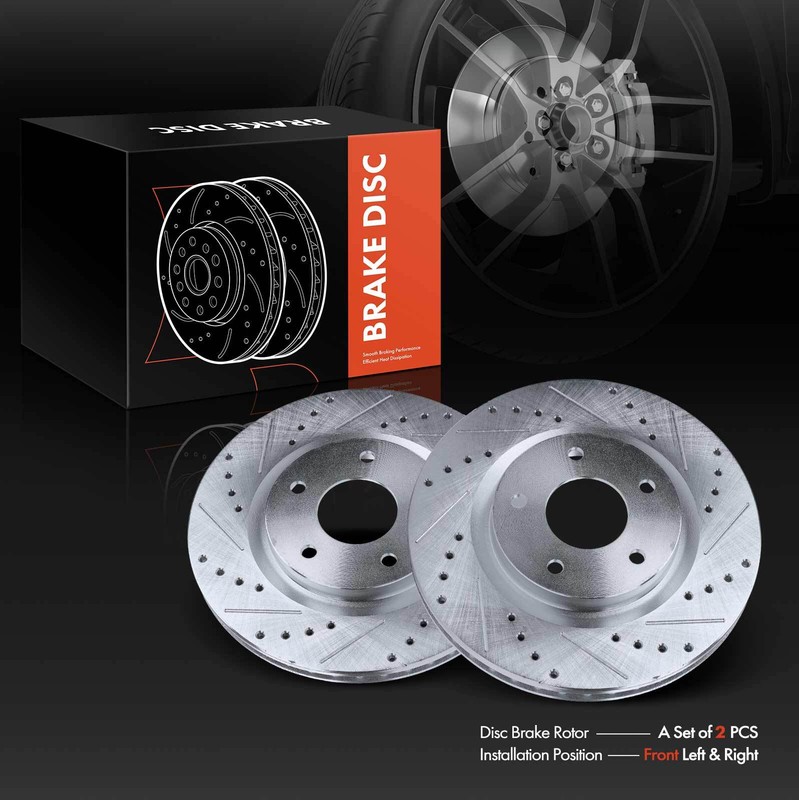 Front LH & RH Drilled & Slotted Brake Rotors for Nissan Juke 11-17 Sentra 17-19 gallery