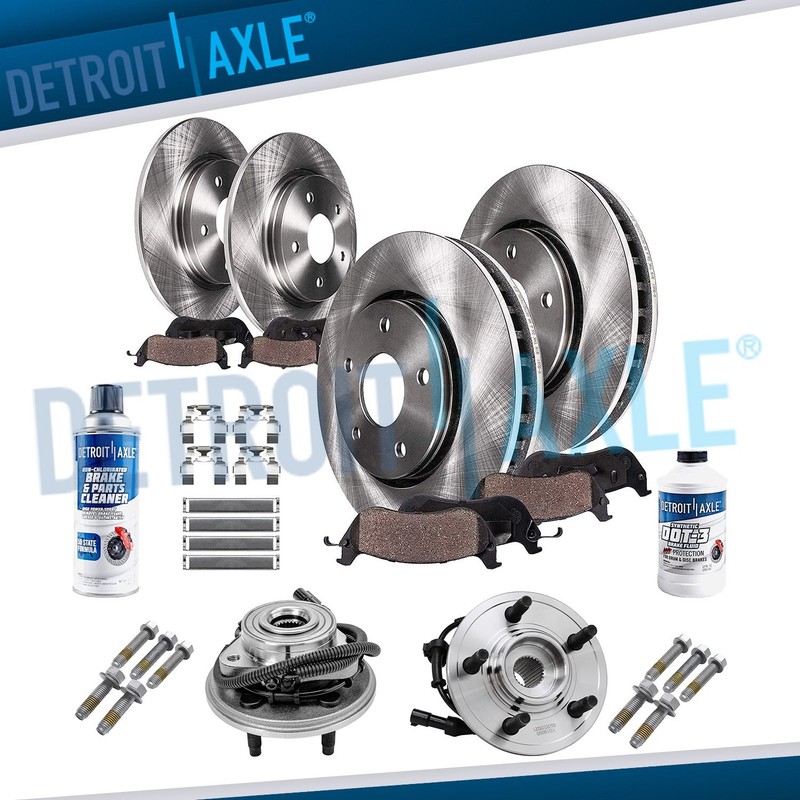12pc Front & Rear Brake Rotors + Ceramic Pad Wheel Hub Bearing for Ford Explorer
