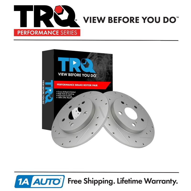 TRQ Performance Rear Brake Rotors Set For 09-10 Pontiac 08-16 Scion 09-18 Toyota