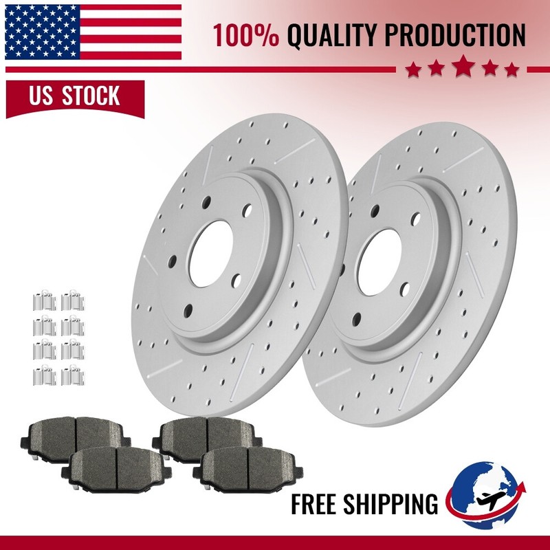 Rear Disc Brake Rotors Ceramic Brake Pads for 2012 2013 2014 Volkswagen Routan