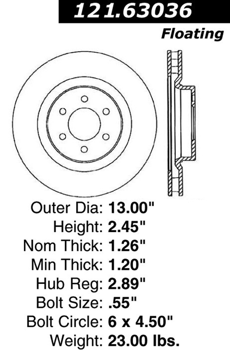 Centric Front Disc Brake Rotor for 1992-2002 Dodge Viper (121.63036) gallery