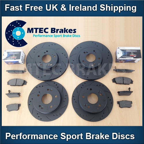Mini Cooper R52 1.6 1.4D Front Rear Brake Disc Pads Black Drilled