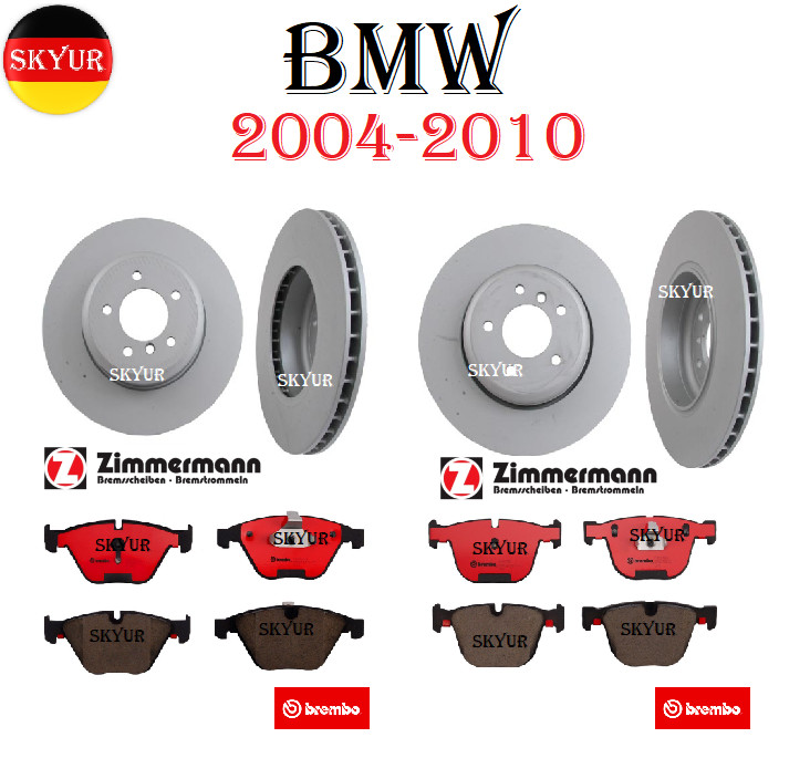 Front & Rear Rotors With Brake Pad Sets For 2004-2010 BMW 5 & 6 Series
