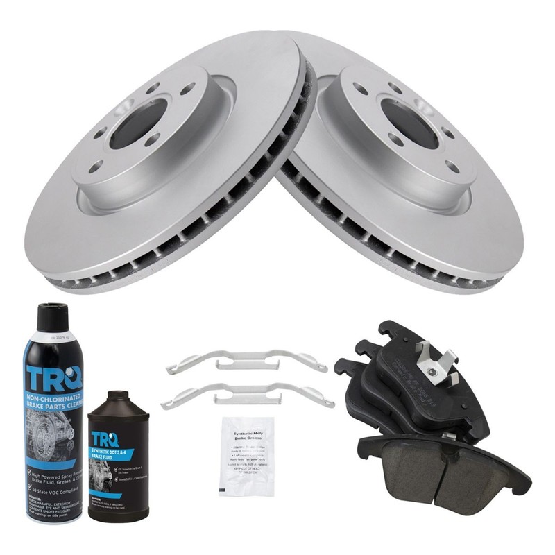 TRQ Front Ceramic Brake Pads & Rotors Kit Fits Evoque Volvo S60 S80 V60 V70 XC70 gallery