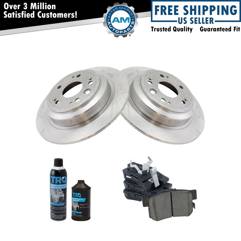 Rear Brake Rotor & Ceramic Pad Pair Kit w/Chemicals for Crosstour