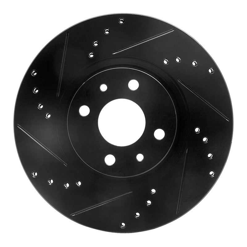 R1 Concepts ECB-07004L Brake Rotor Drilled Slotted Black Front Left for Fiat 500