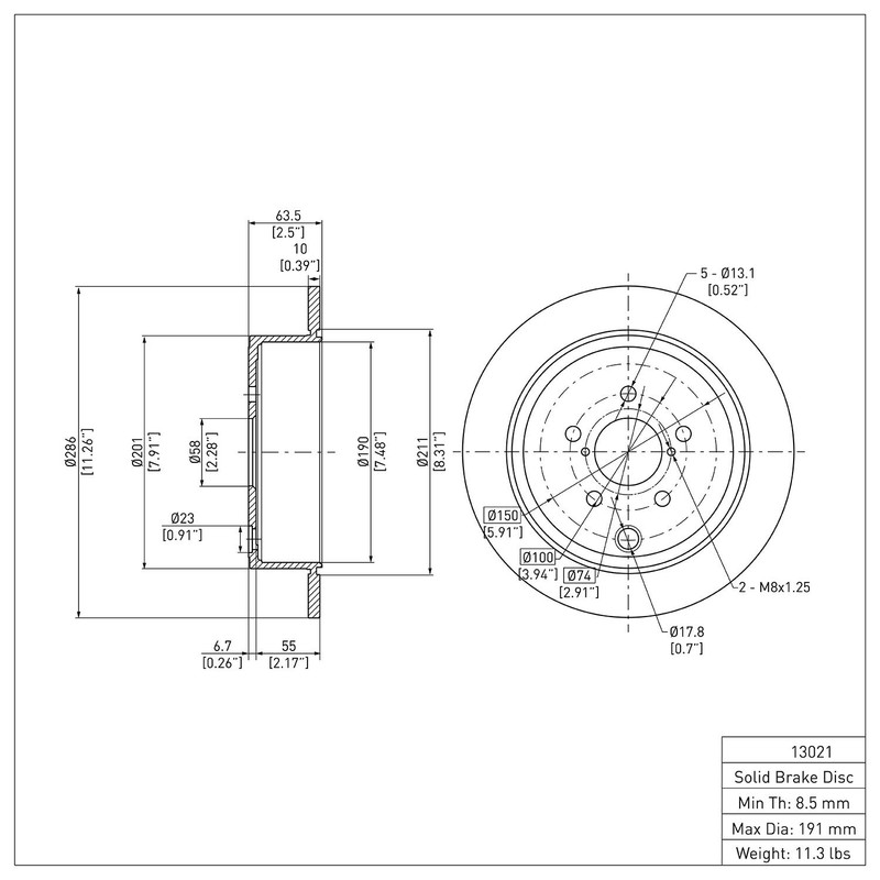Dynamite Friction Rear Disc Brake Rotor for Subaru (600-13021) gallery