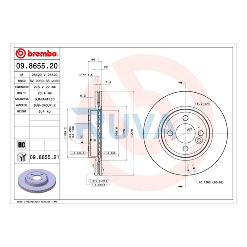 Fits Mini Cooper One 1.6 One D Ruva Front Brake Discs 34116774984
