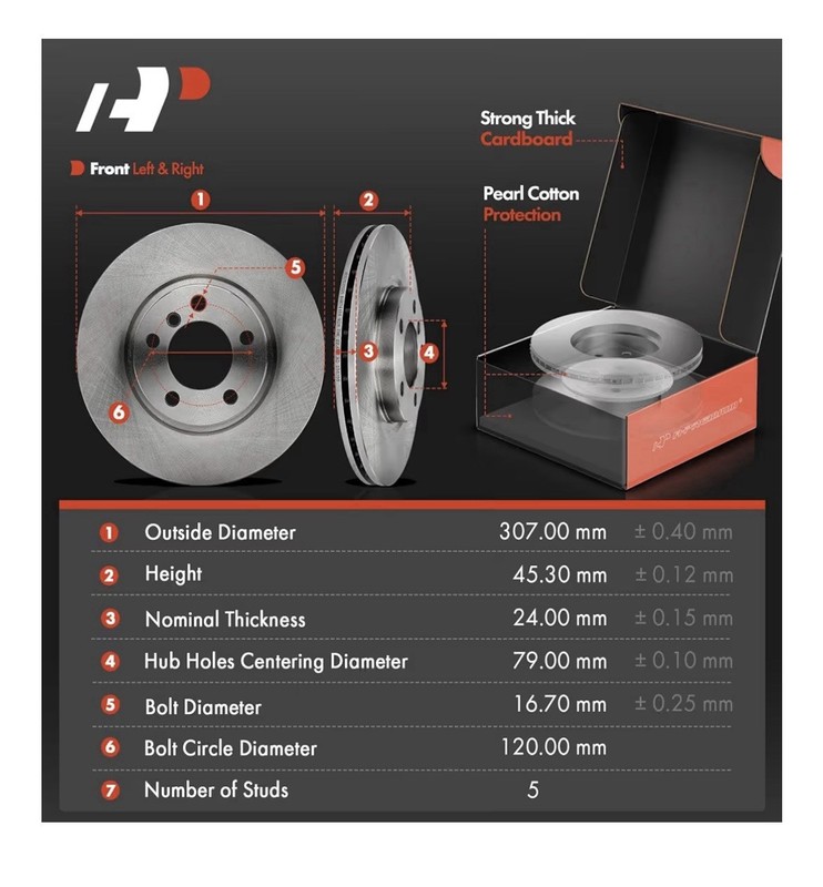 A-Premium 12.08 inch (307mm) Front Vented Disc Brake Rotors.open Box gallery