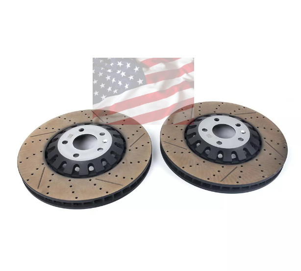 For 2018-2023 Audi RS5 New Pair Set of 2 Front 375mm Drilled Brake Disc Rotors