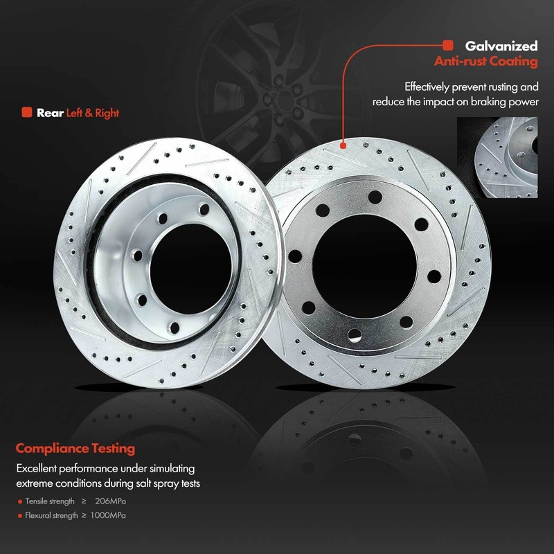 Front &Rear Drilled Brake Rotors &Brake Pads for Ford F-250 Super Duty 1999-2004 gallery