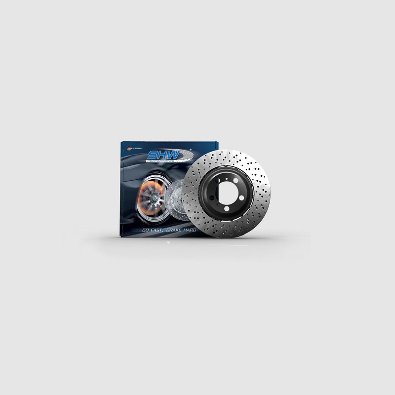 SHW Performance Rear Passenger Right Drilled Disc Brake Rotor for M3 G80 M4 G82