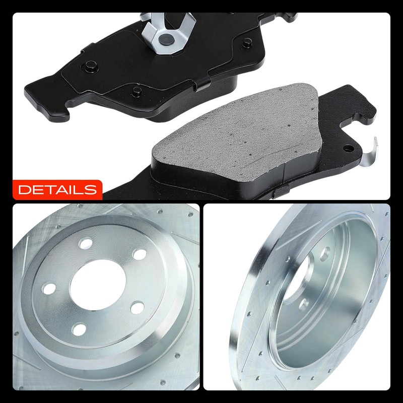 A-Premium Rear Drilled Brake Rotors & Ceramic Pads for Jeep Grand Cherokee Dodge gallery